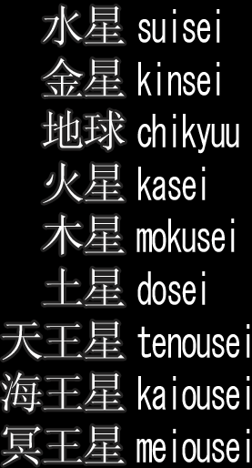 The Planets In Japanese The Japanese Page Helping You