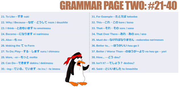 Japanese grammar page 2