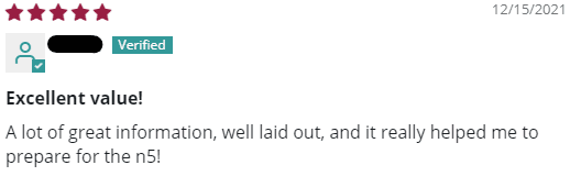 Customer review of JLPT N5 bundle