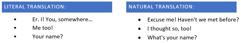 compare literal Japanese with natural