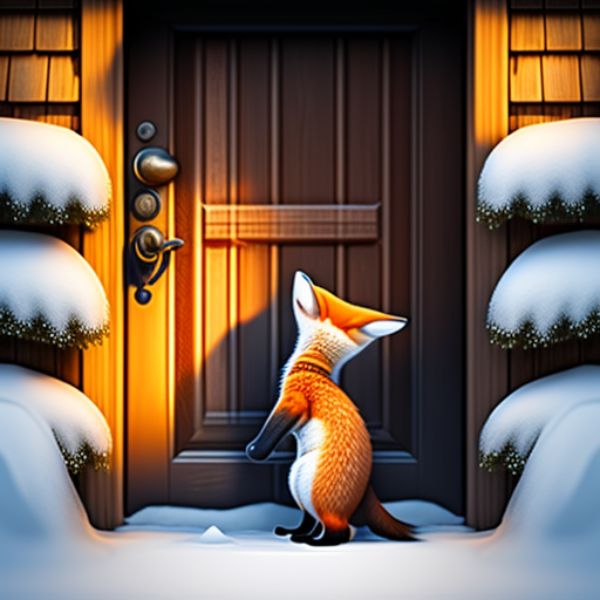 Baby fox knocking on the door