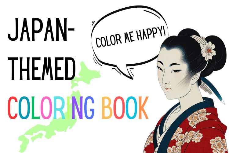 Japan themed coloring book web image