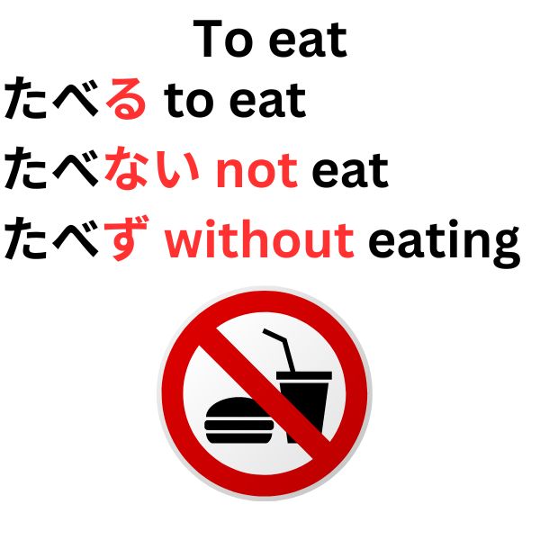 Conjugating to eat in Japanese How to say not eat and without eating in Japanese