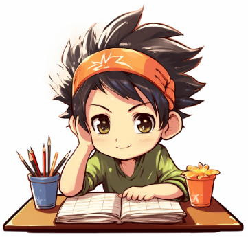Image of a boy studying Japanese