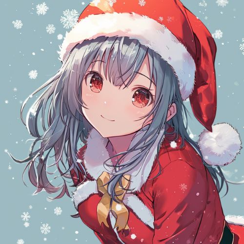 Image of an anime style girl wearing a santa costume Santa Anime Girl