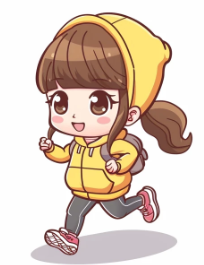 cartoon chibi anime girl jogging